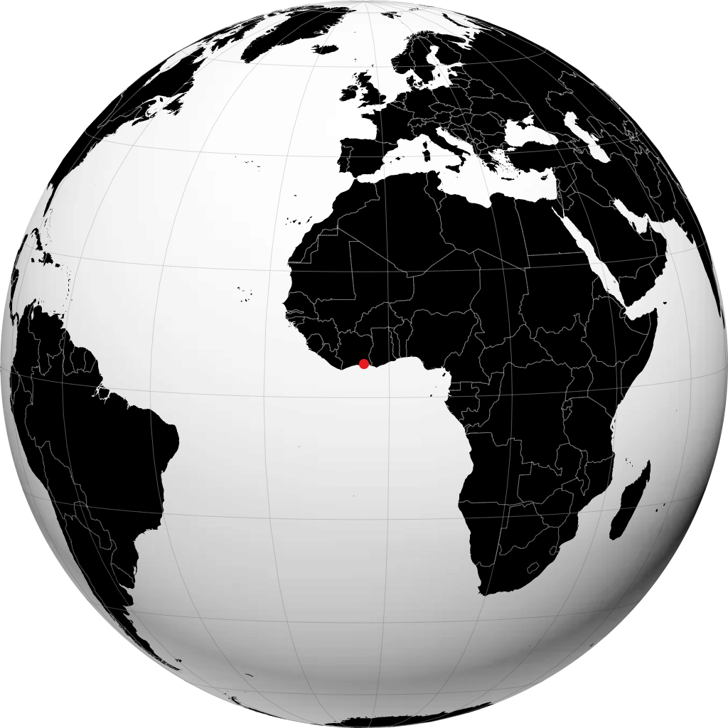 Abidjan auf dem Globus