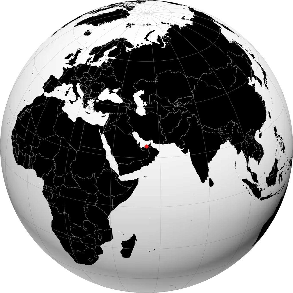 Abu Dhabi auf dem Globus