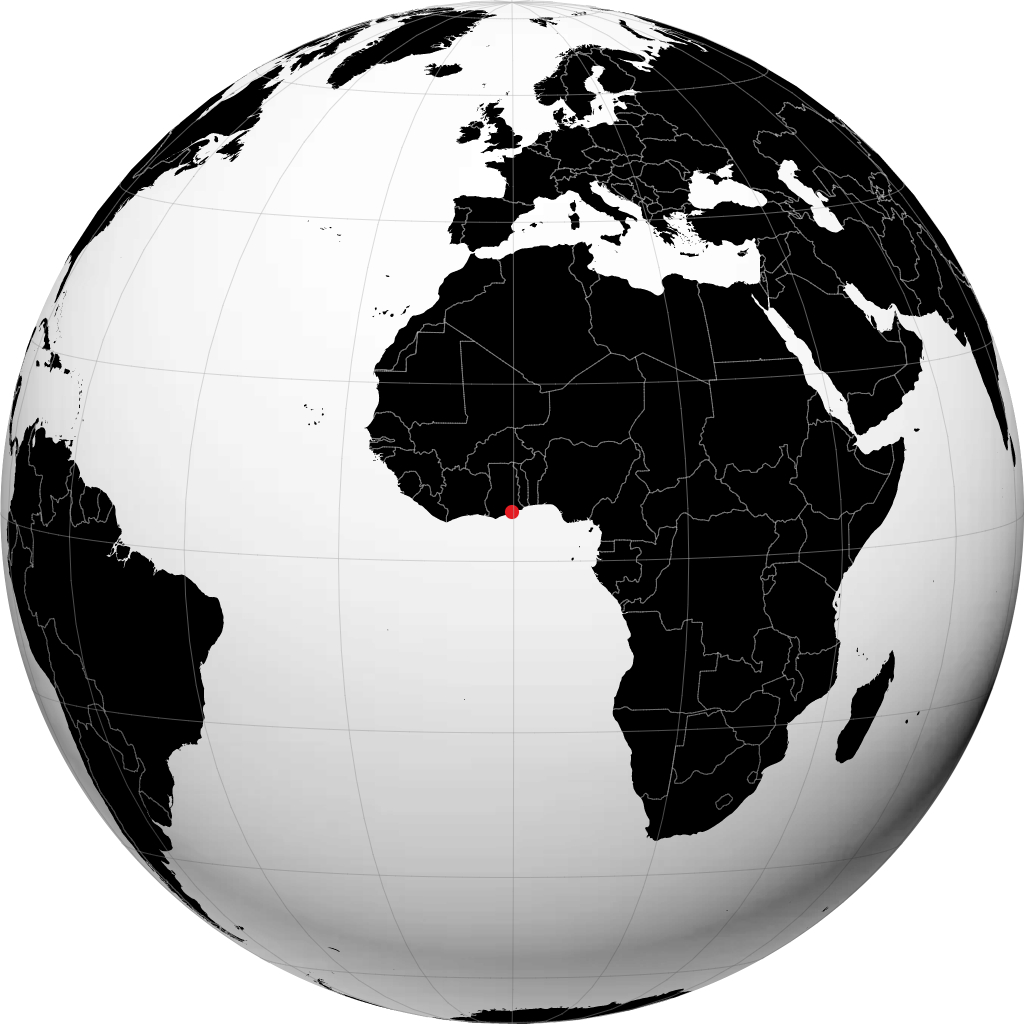 Accra auf dem Globus
