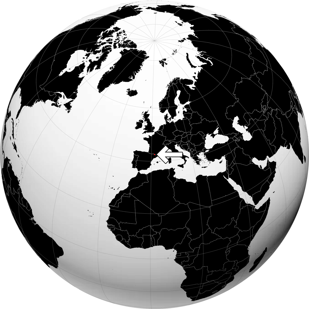 Andorra auf dem Globus