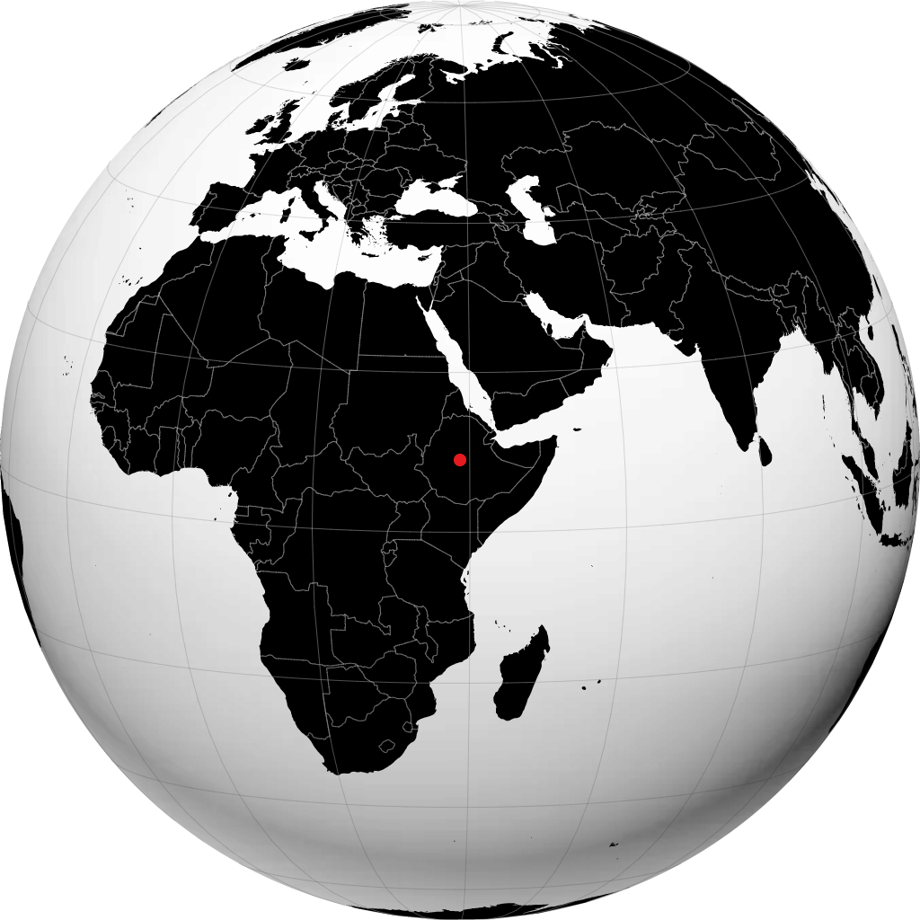 Addis Abeba auf dem Globus