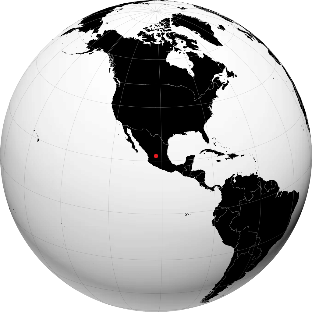 Aguascalientes auf dem Globus