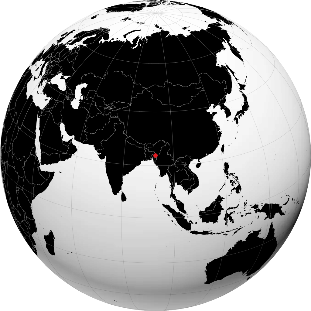 Aizawl auf dem Globus