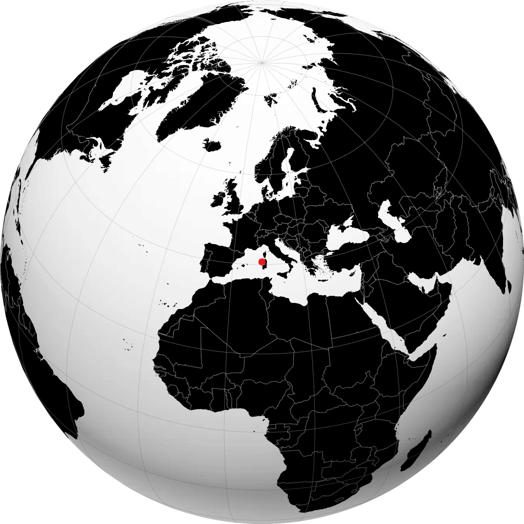 Alghero auf dem Globus