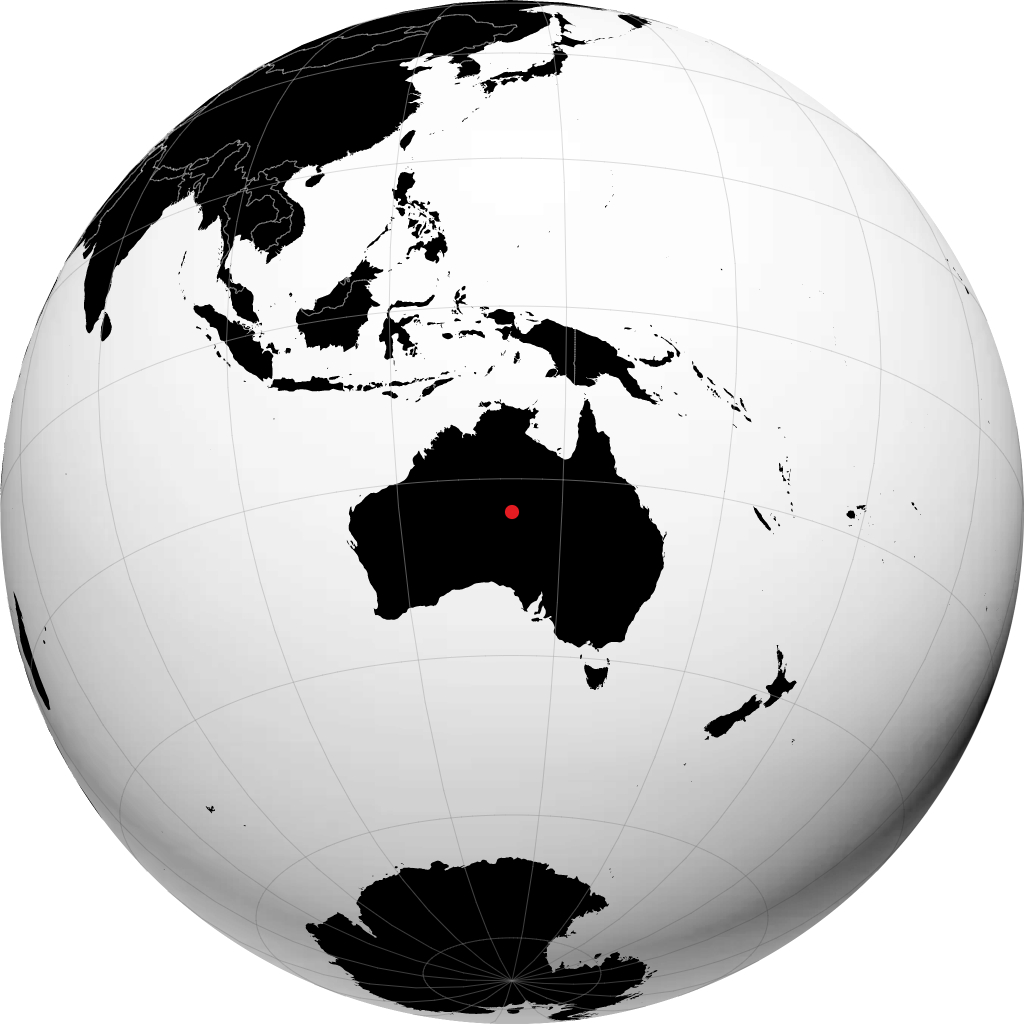 Alice Springs auf dem Globus