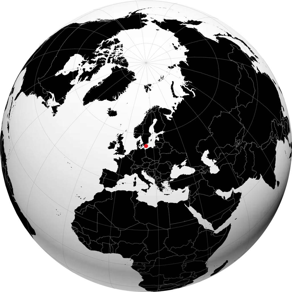 Allinge auf dem Globus
