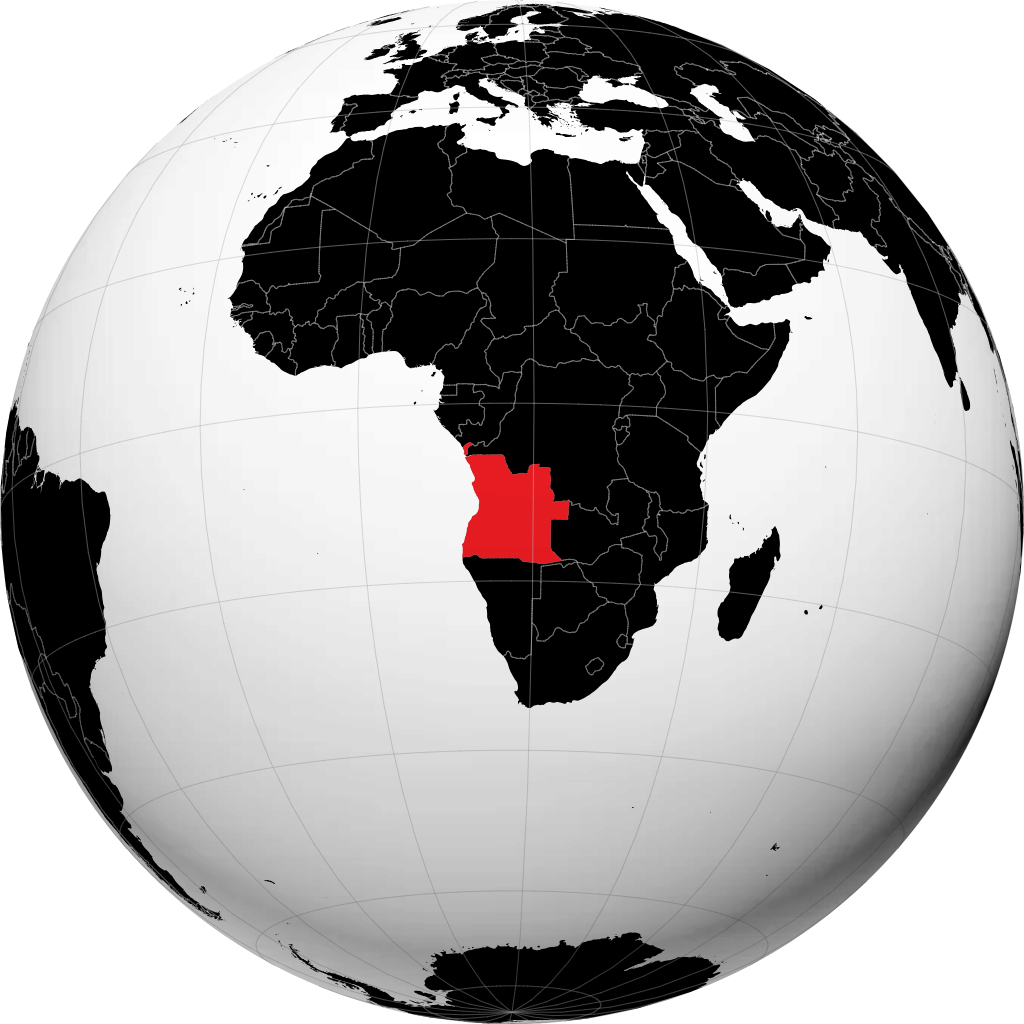 Angola auf dem Globus