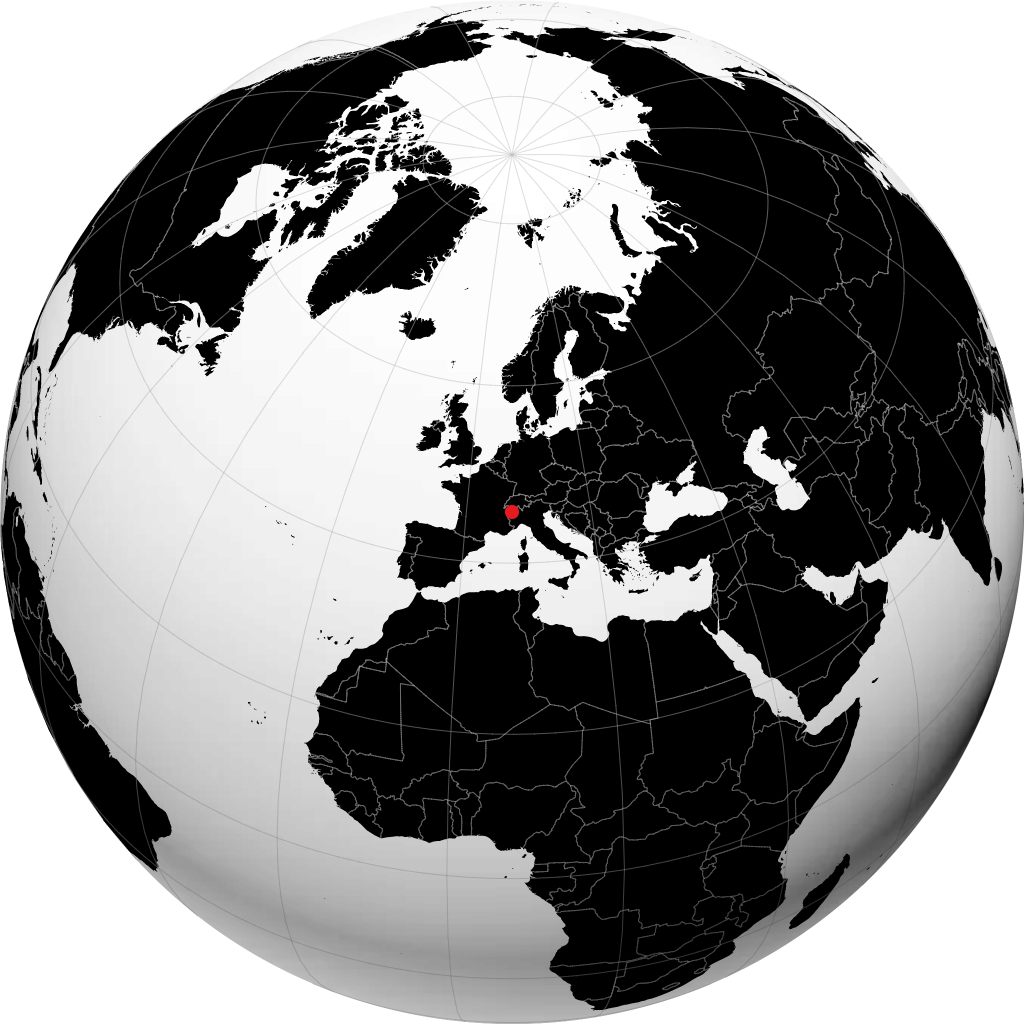 Aosta auf dem Globus
