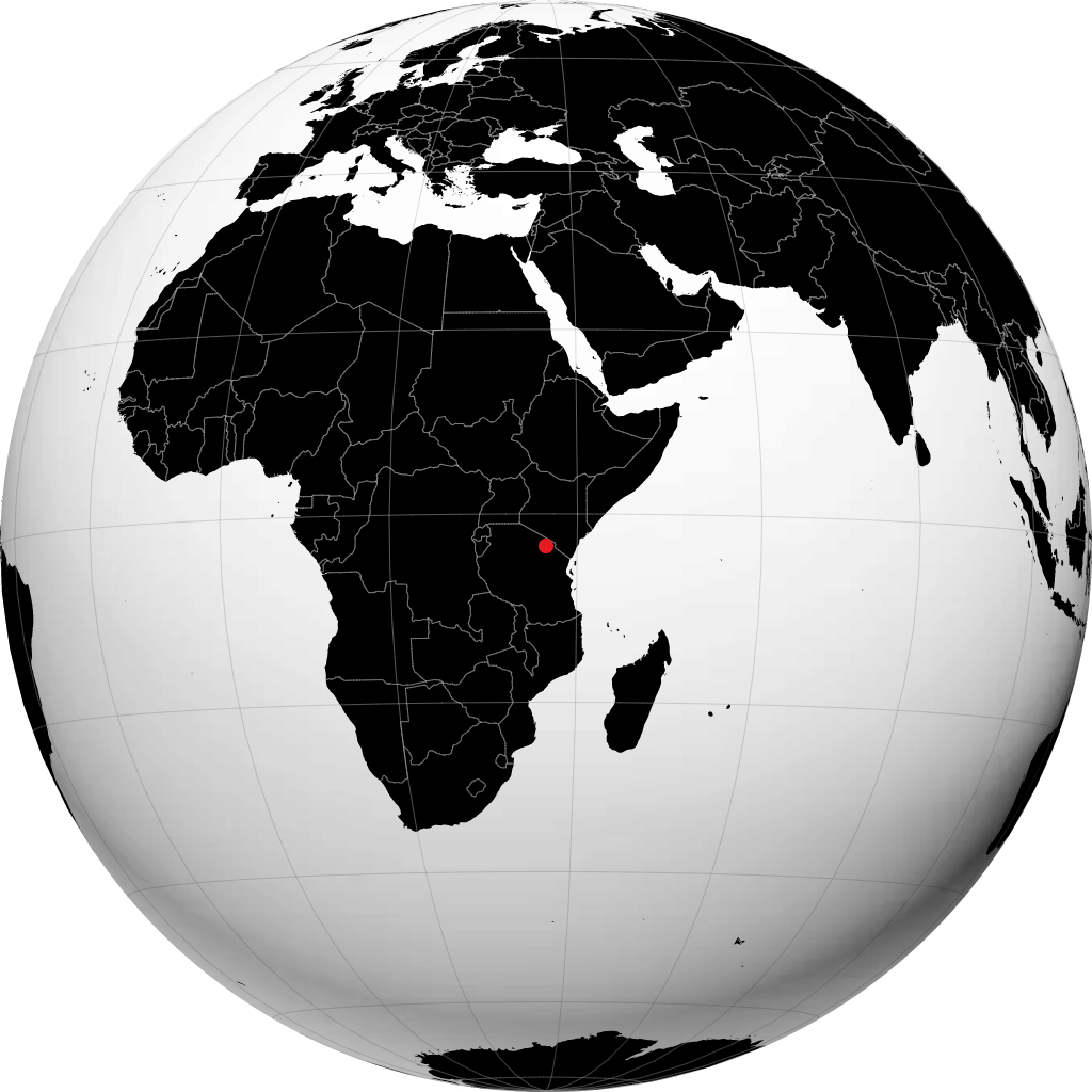 Arusha auf dem Globus