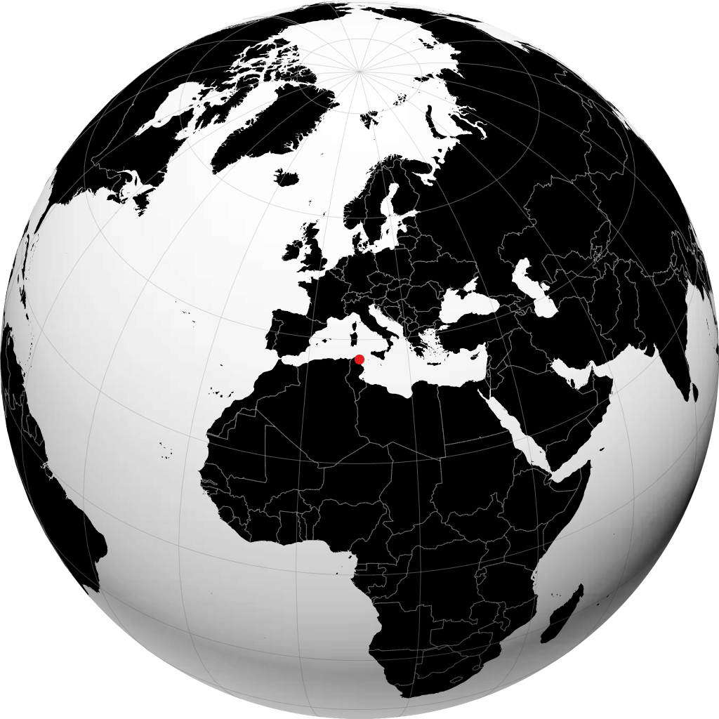 Aryanah auf dem Globus