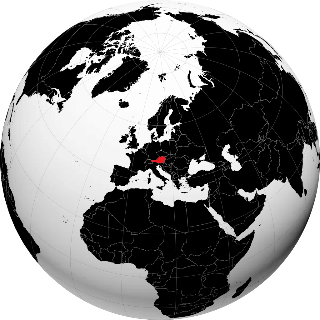 Österreich auf dem Globus