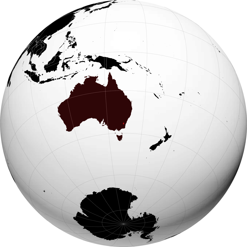 Australisches Hauptstadtterritorium auf dem Globus