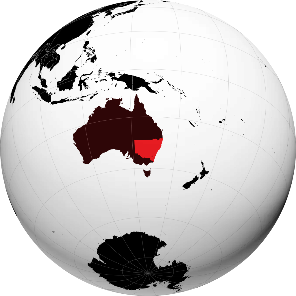 Bundesstaat New South Wales auf dem Globus
