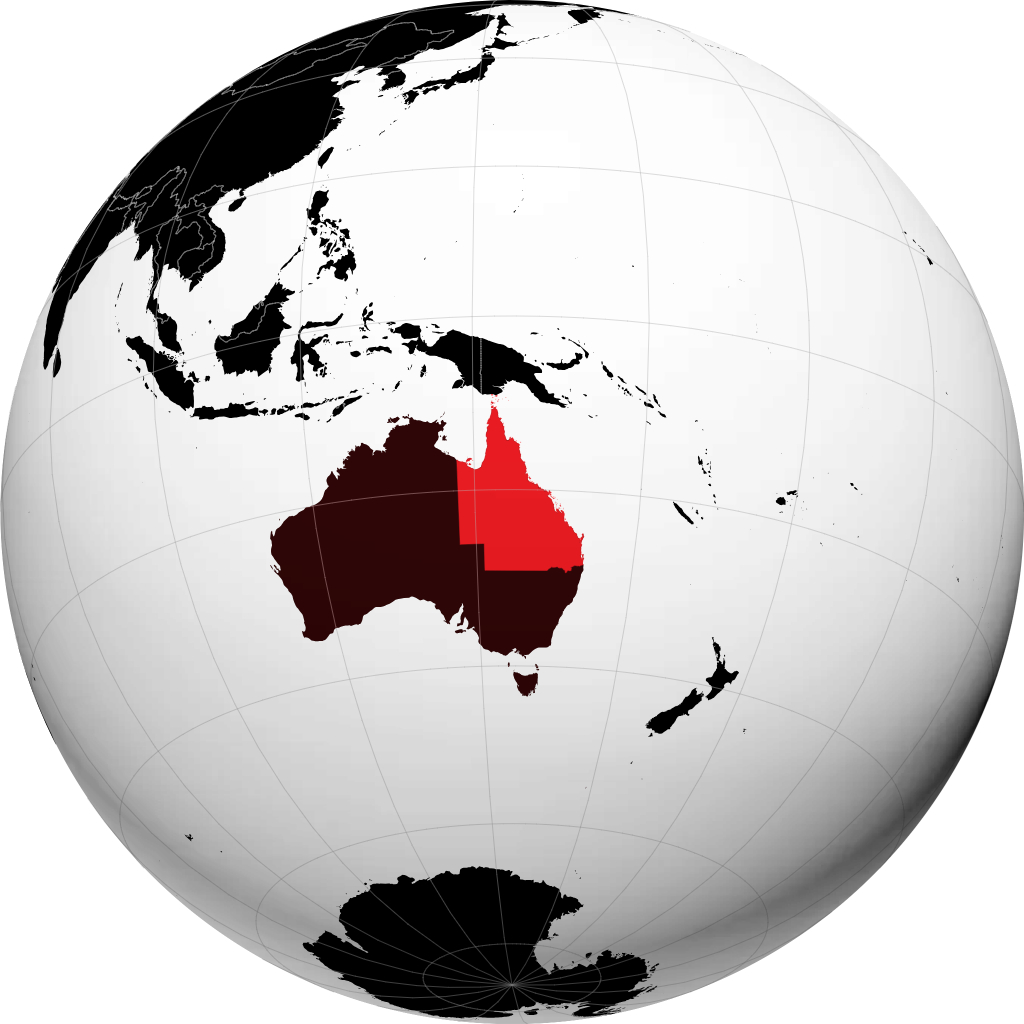 Bundesstaat Queensland auf dem Globus