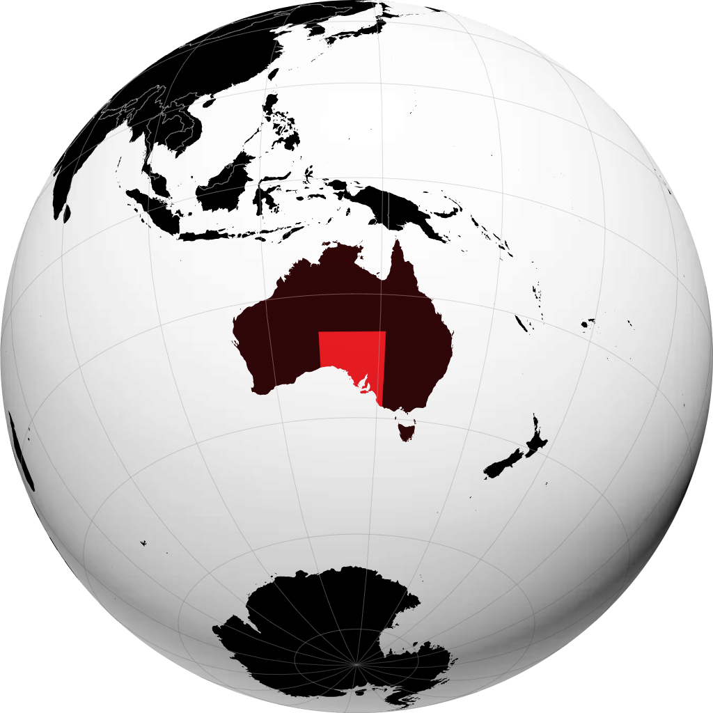 Bundesstaat South Australia auf dem Globus