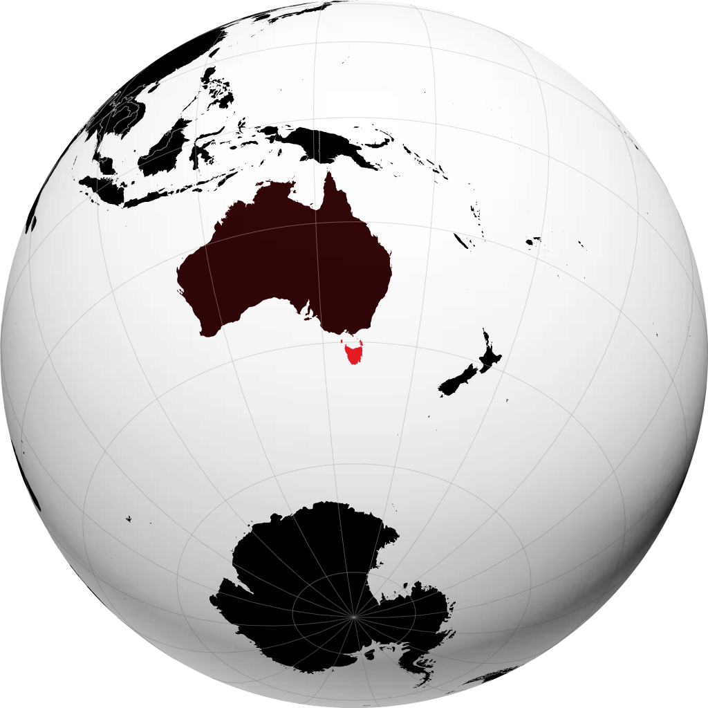 Bundesstaat Tasmanien auf dem Globus