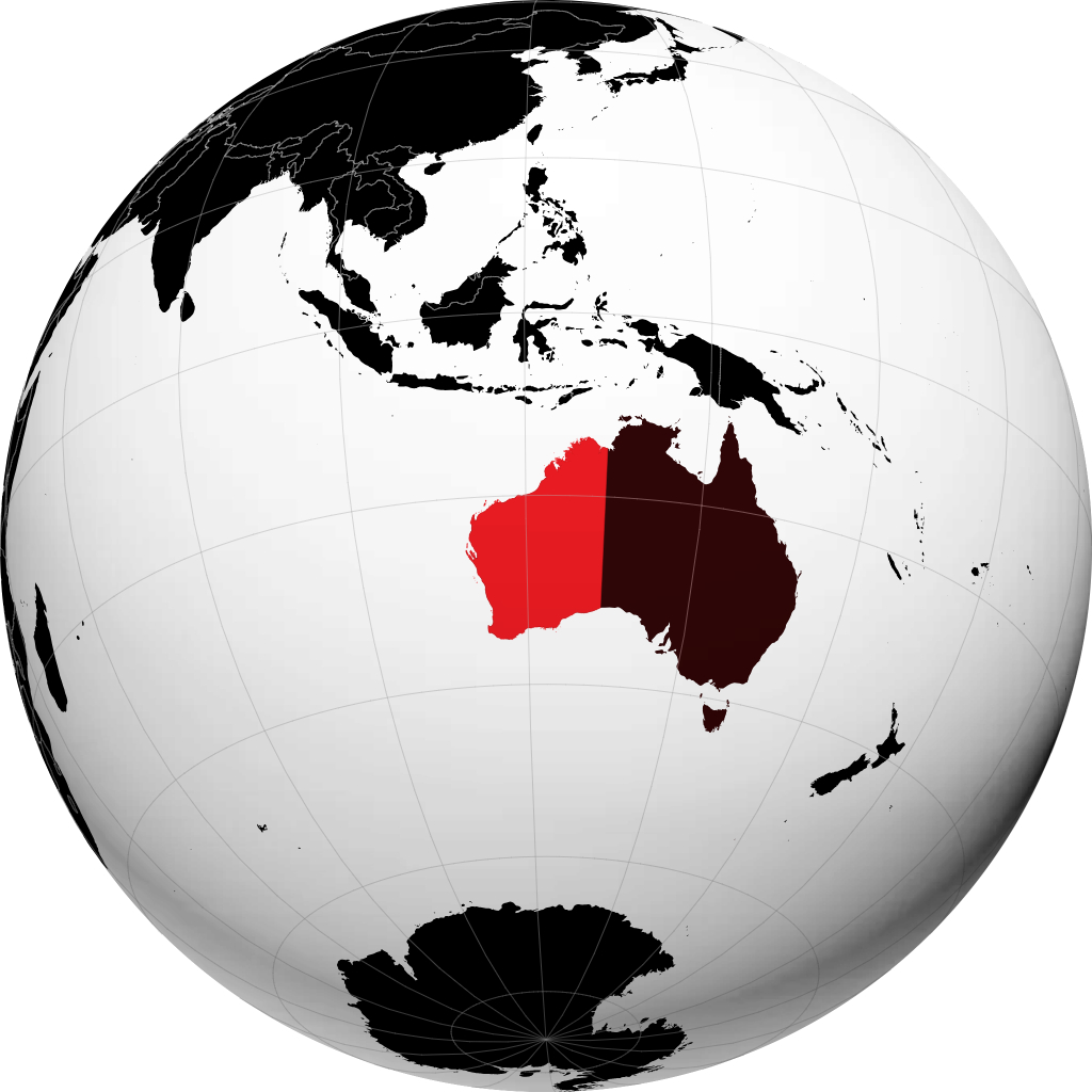 Bundesstaat Western Australia auf dem Globus