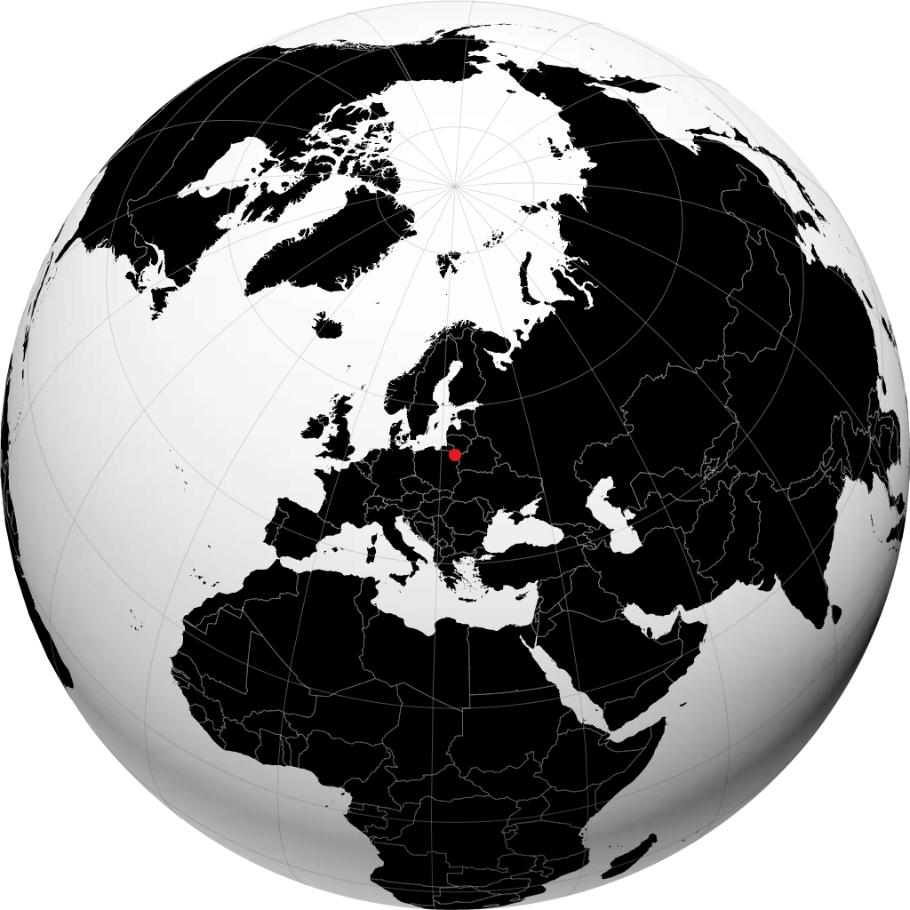 Augustów auf dem Globus