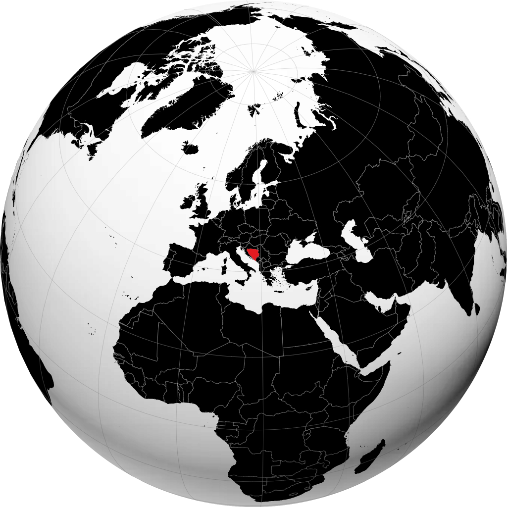 Bosnien und Herzegowina auf dem Globus