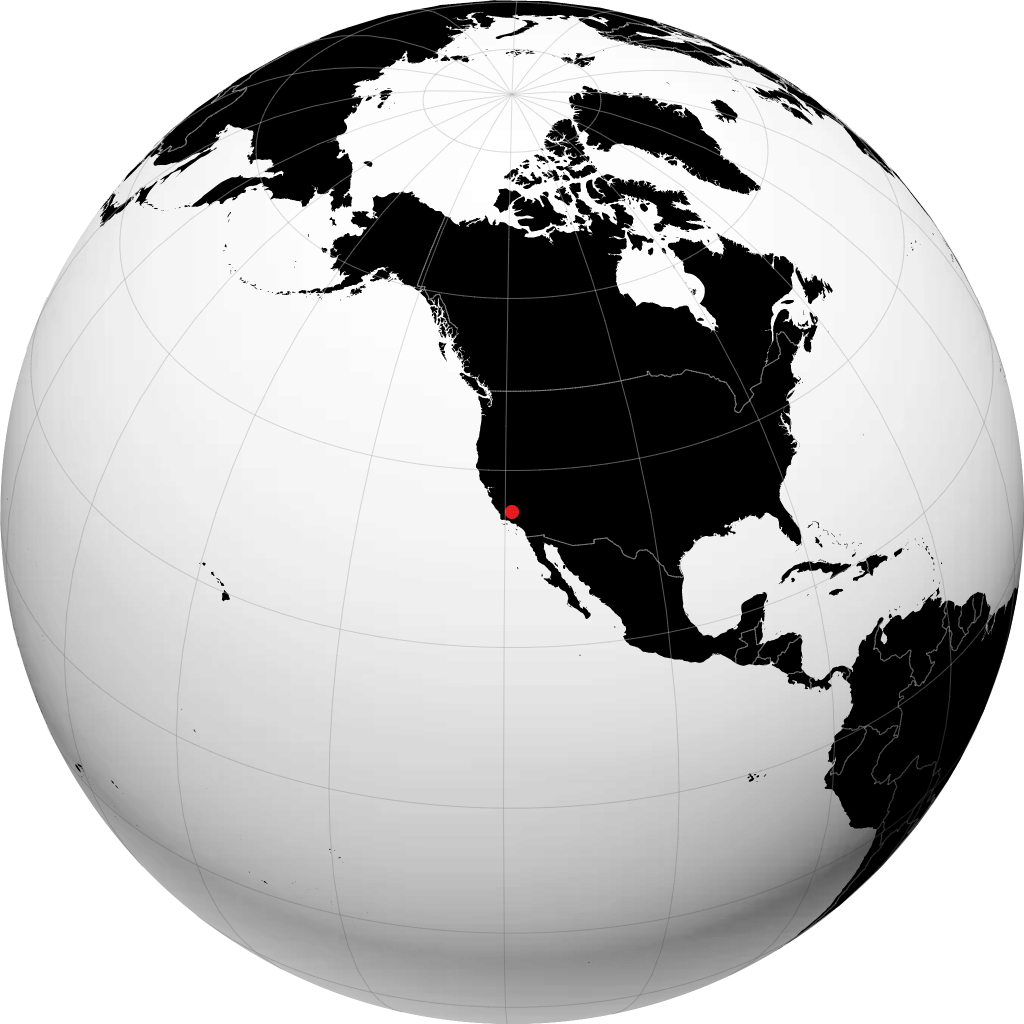 Bakersfield auf dem Globus