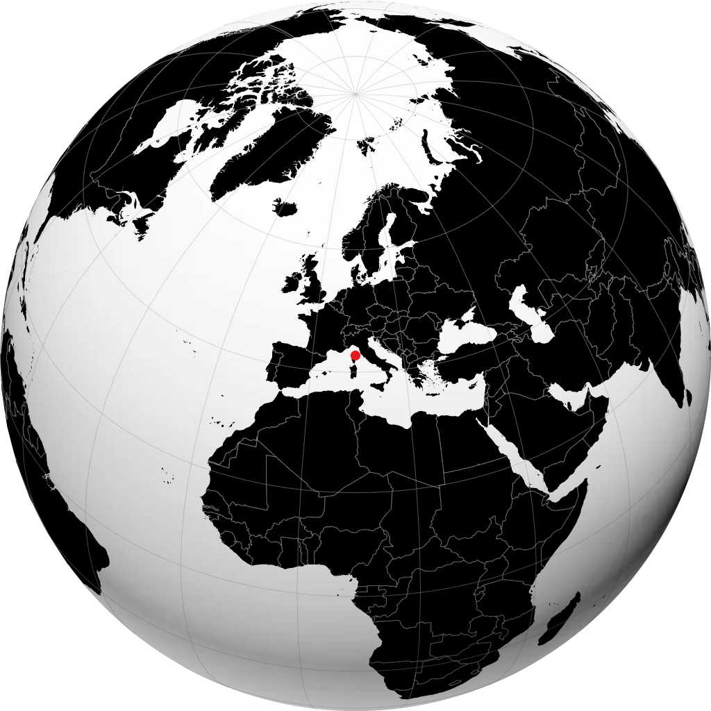 Bastia auf dem Globus