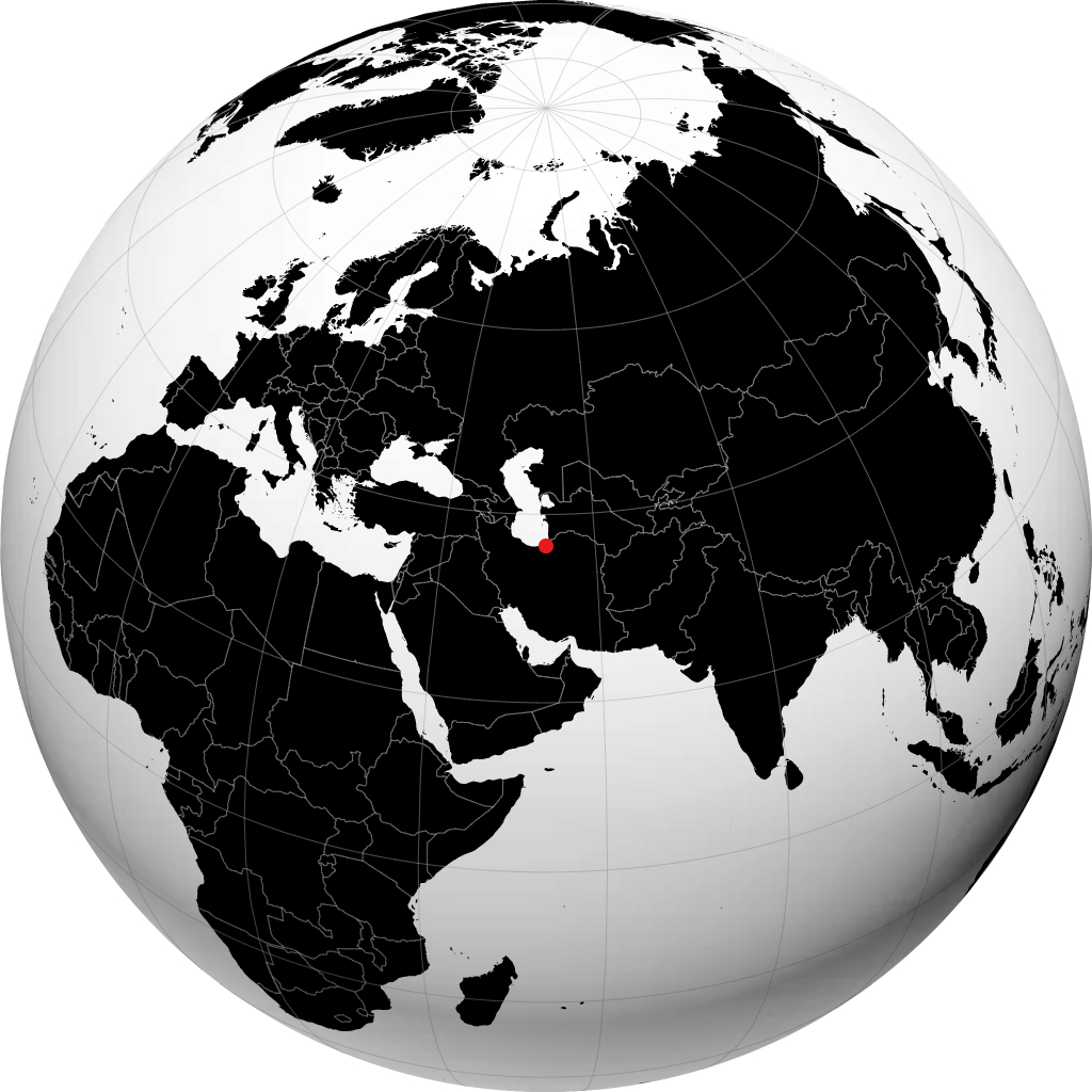 Behshahr auf dem Globus