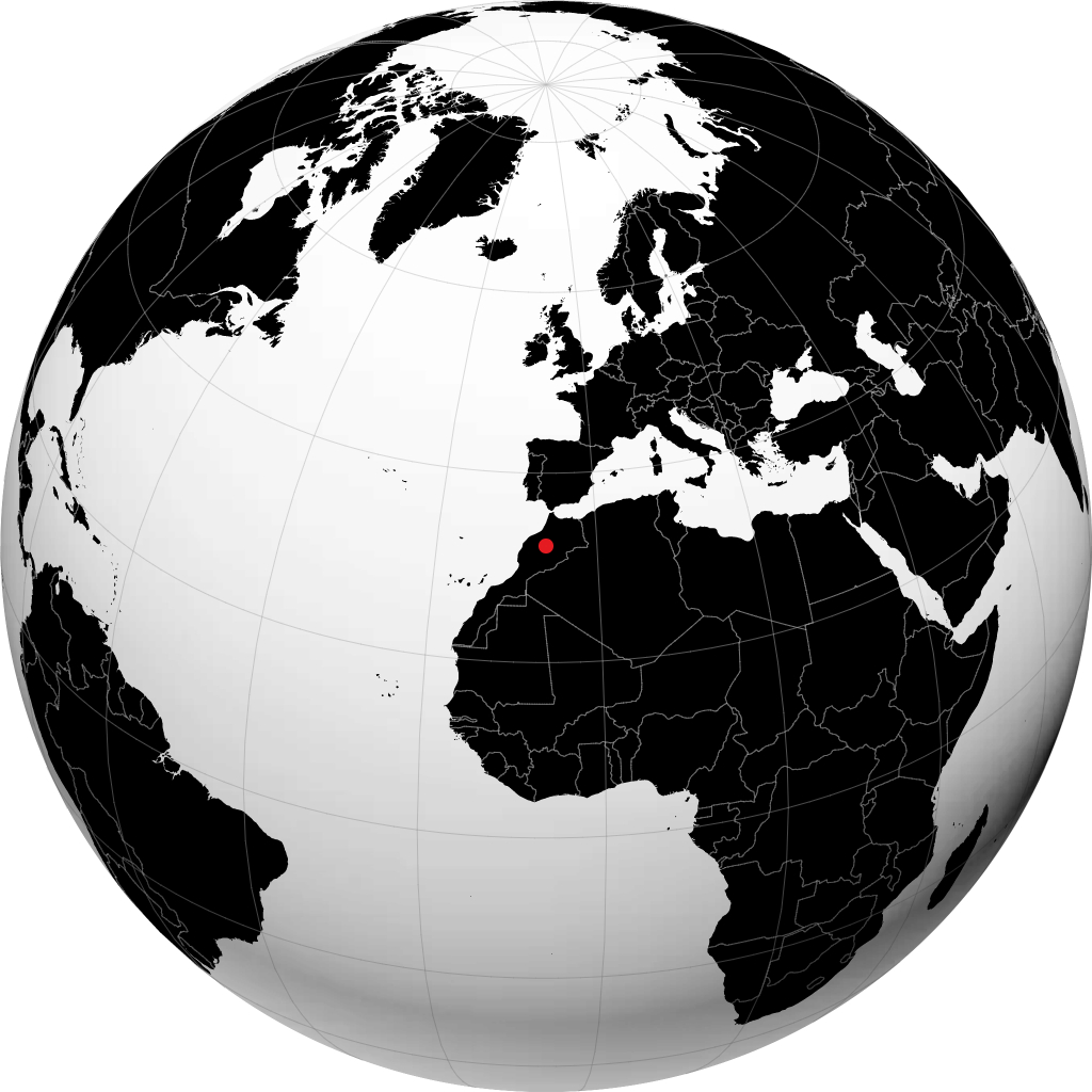 Beni Mellal auf dem Globus