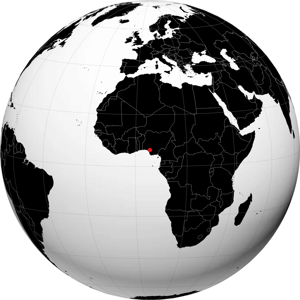 Benin City auf dem Globus