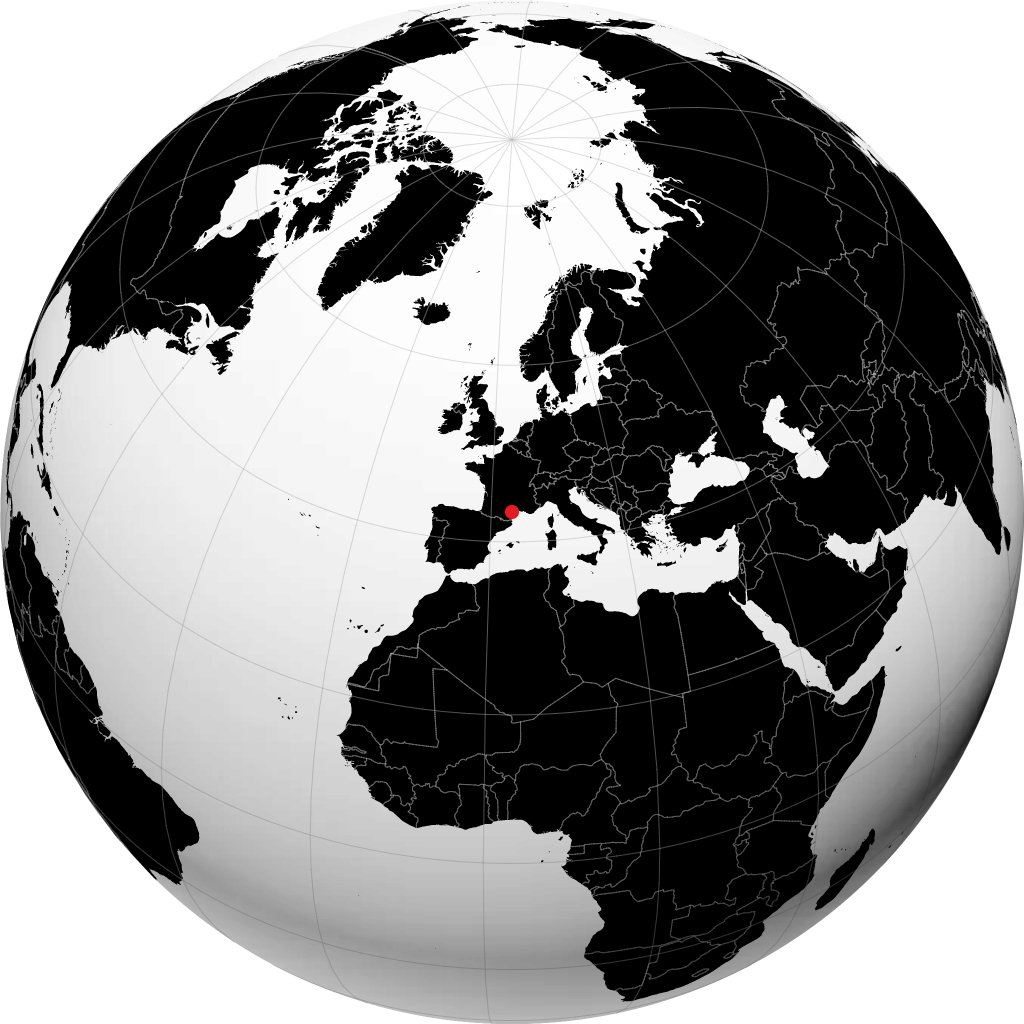 Béziers auf dem Globus