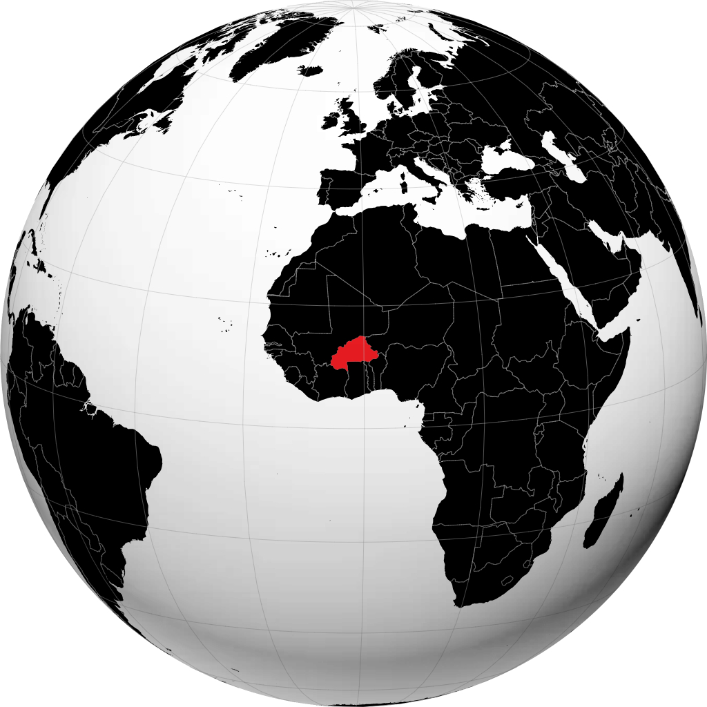 Burkina Faso auf dem Globus