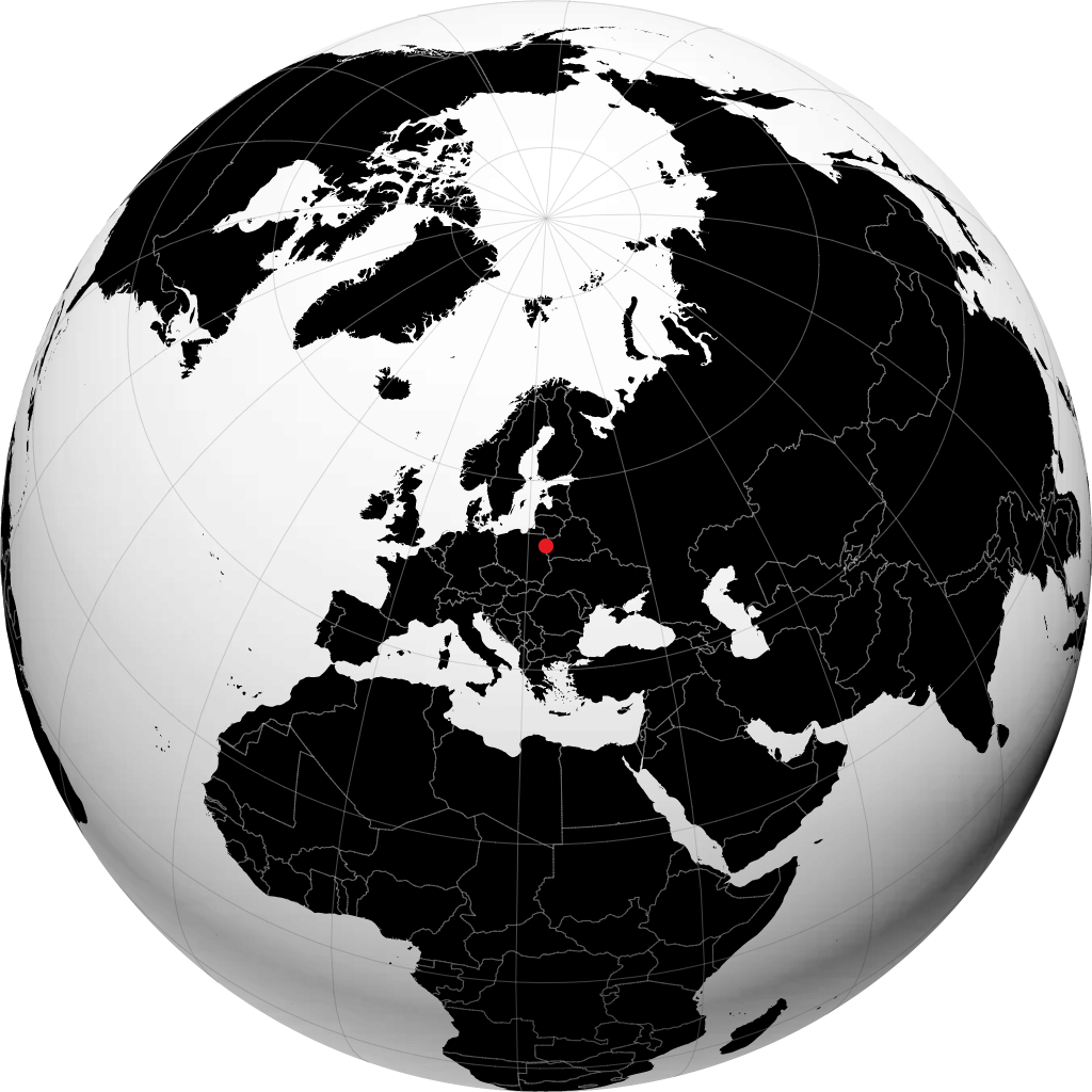 Białystok auf dem Globus
