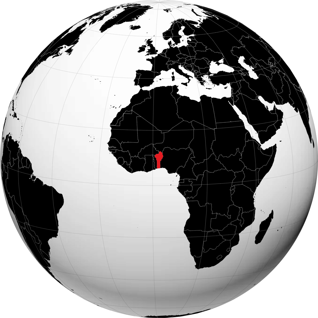 Benin auf dem Globus