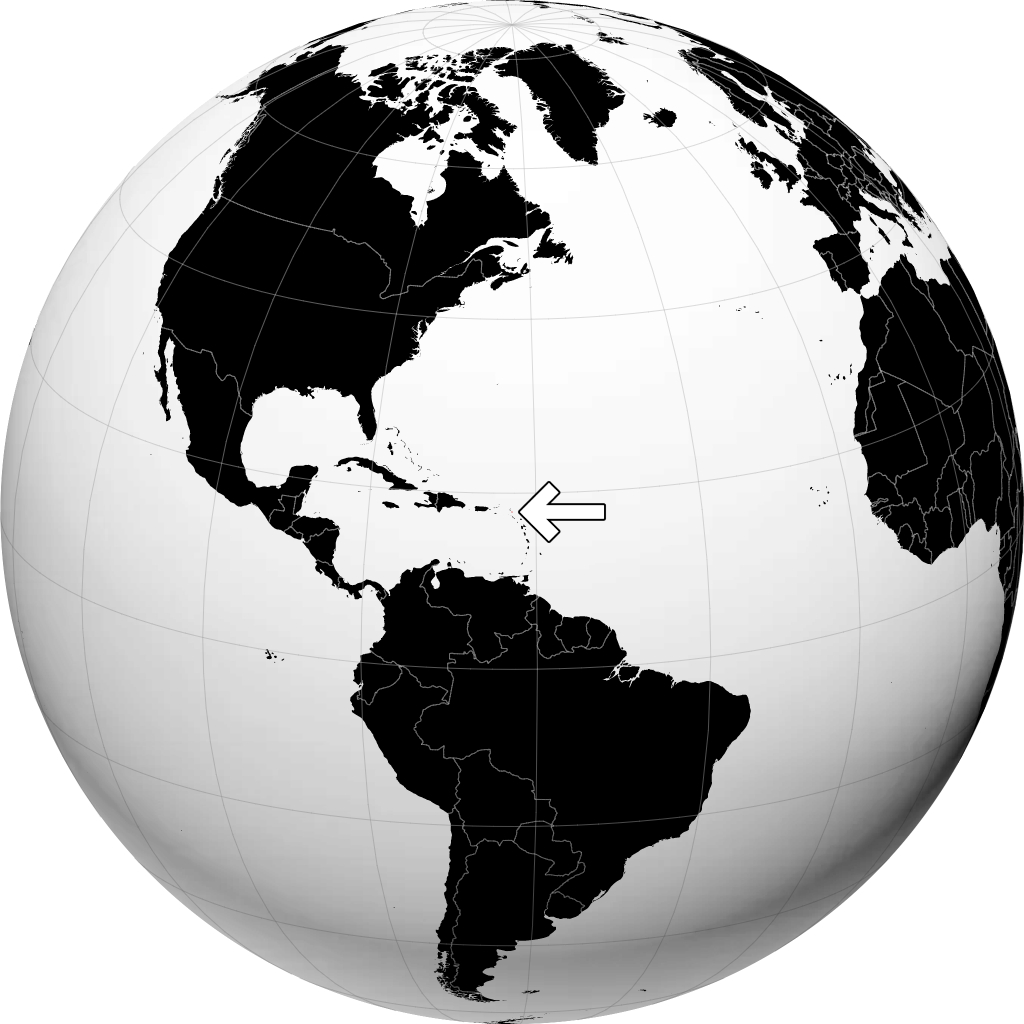 Saint-Barthélemy auf dem Globus