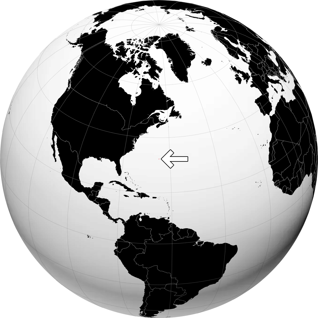 Bermuda auf dem Globus
