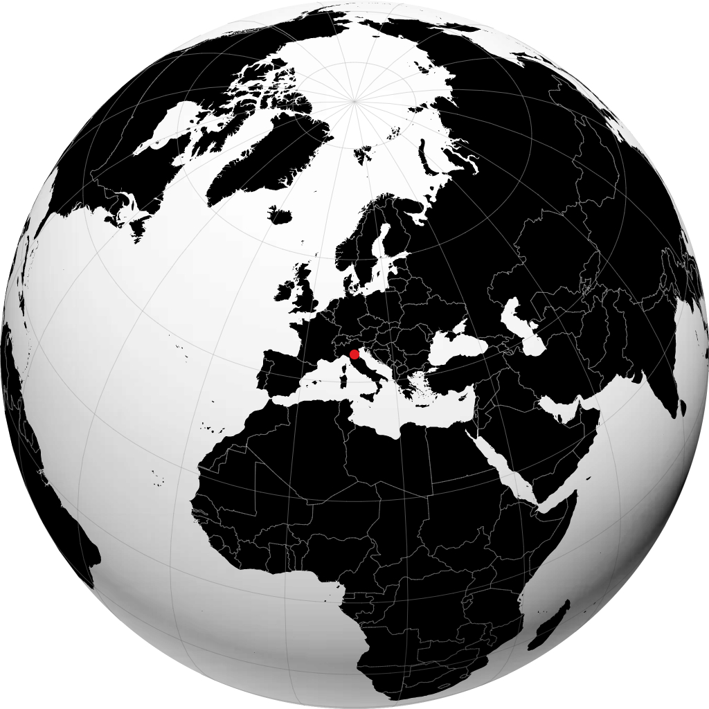 Bologna auf dem Globus