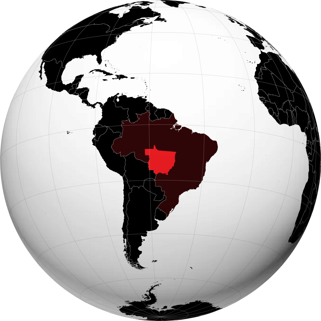 Bundesstaat Mato Grosso auf dem Globus