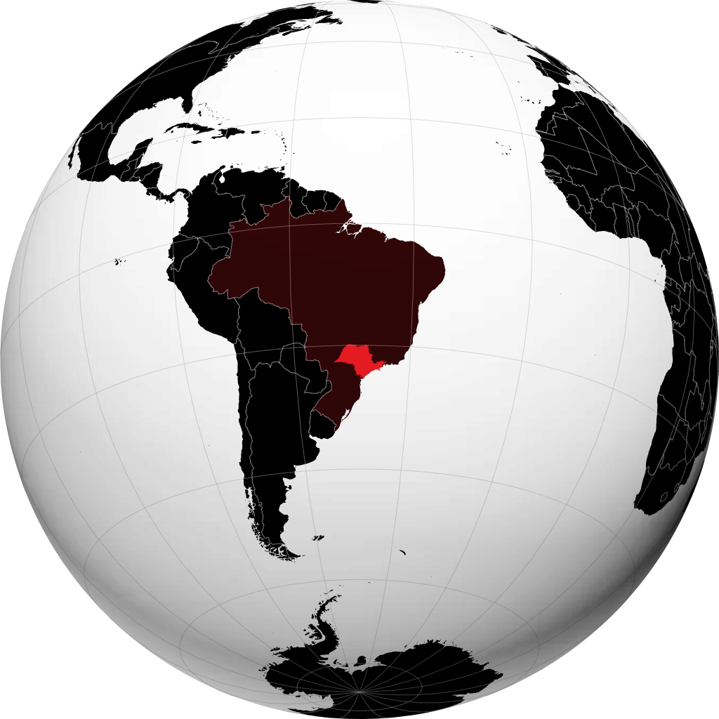 Bundesstaat São Paulo auf dem Globus