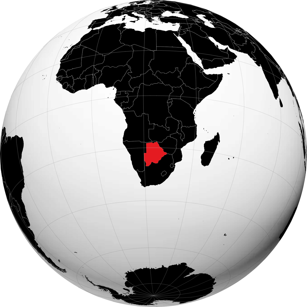 Botswana auf dem Globus