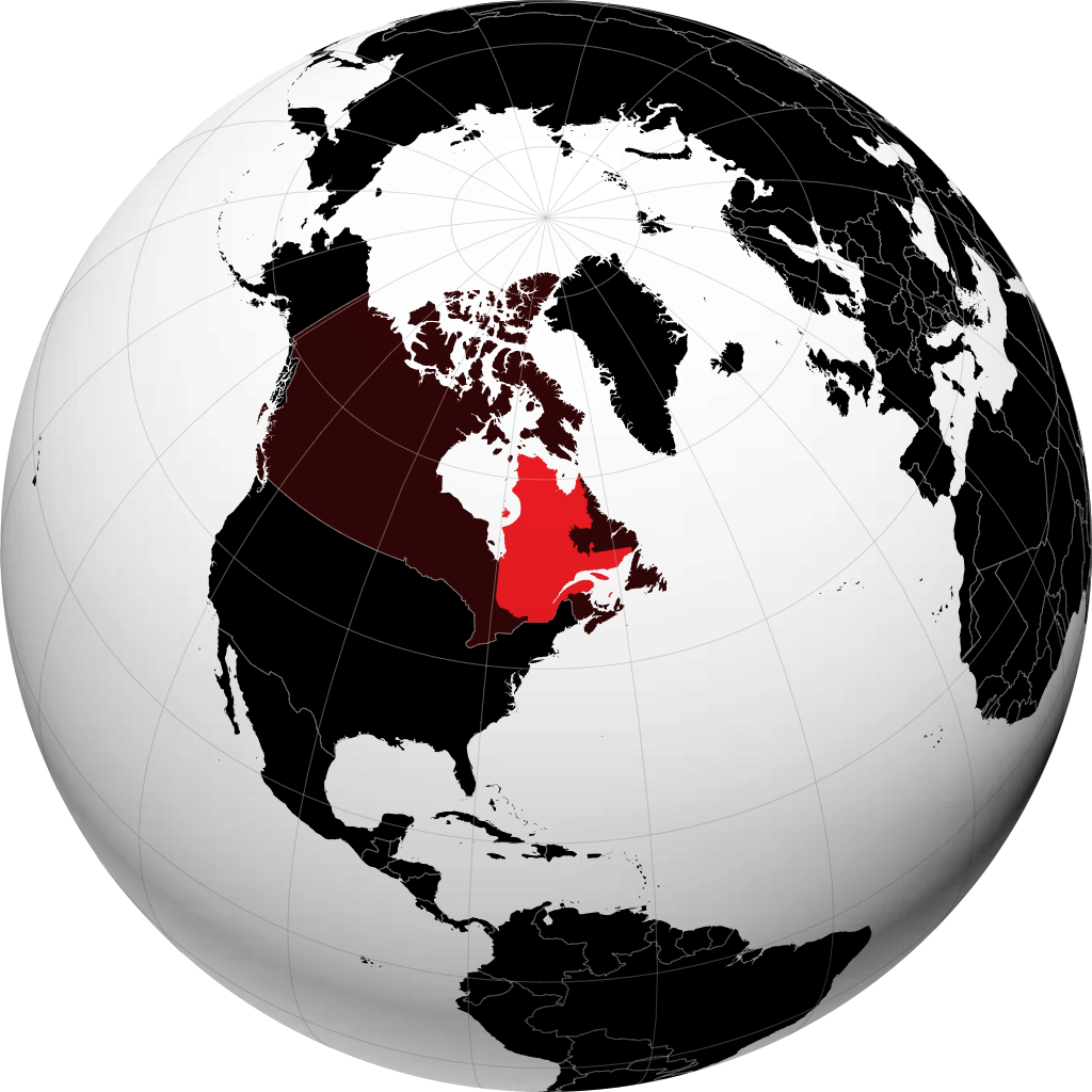 Quebec auf dem Globus