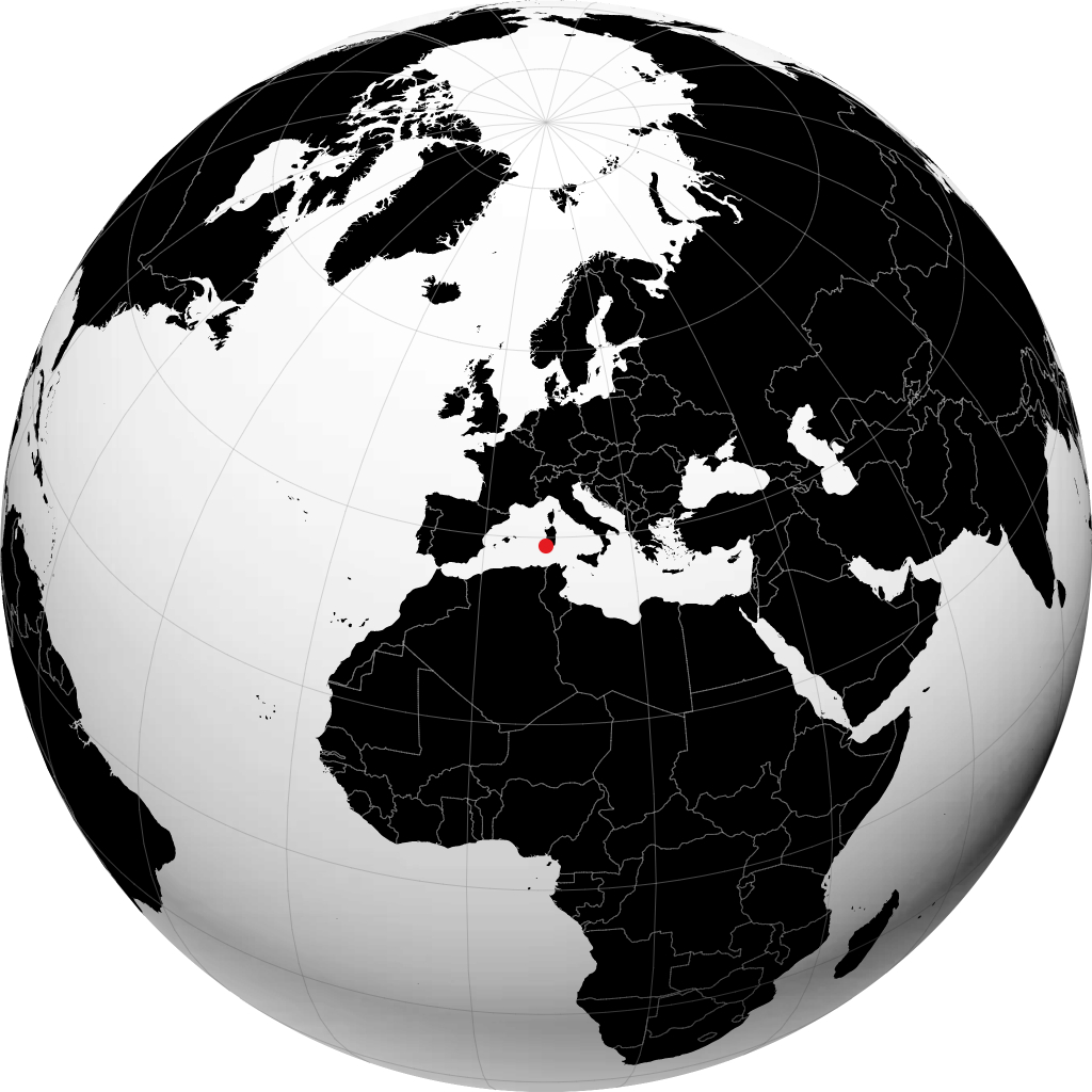 Calasetta auf dem Globus