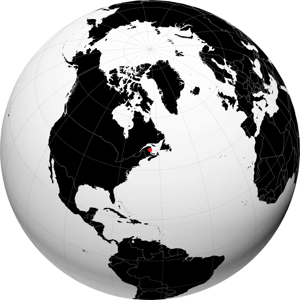 Caraquet auf dem Globus