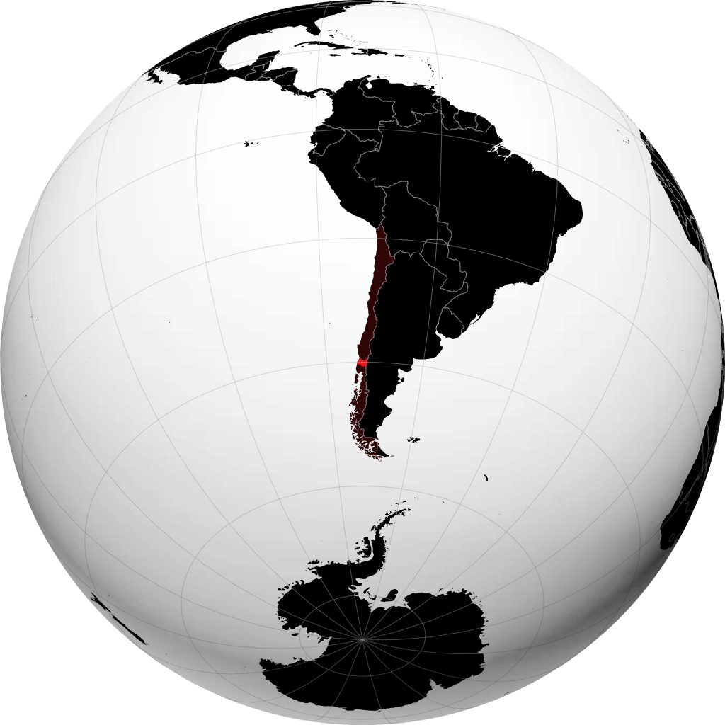 Region Los Ríos auf dem Globus