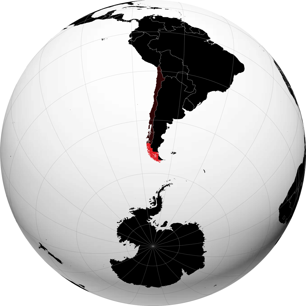 Region Magallanes und Chilenische Antarktis auf dem Globus