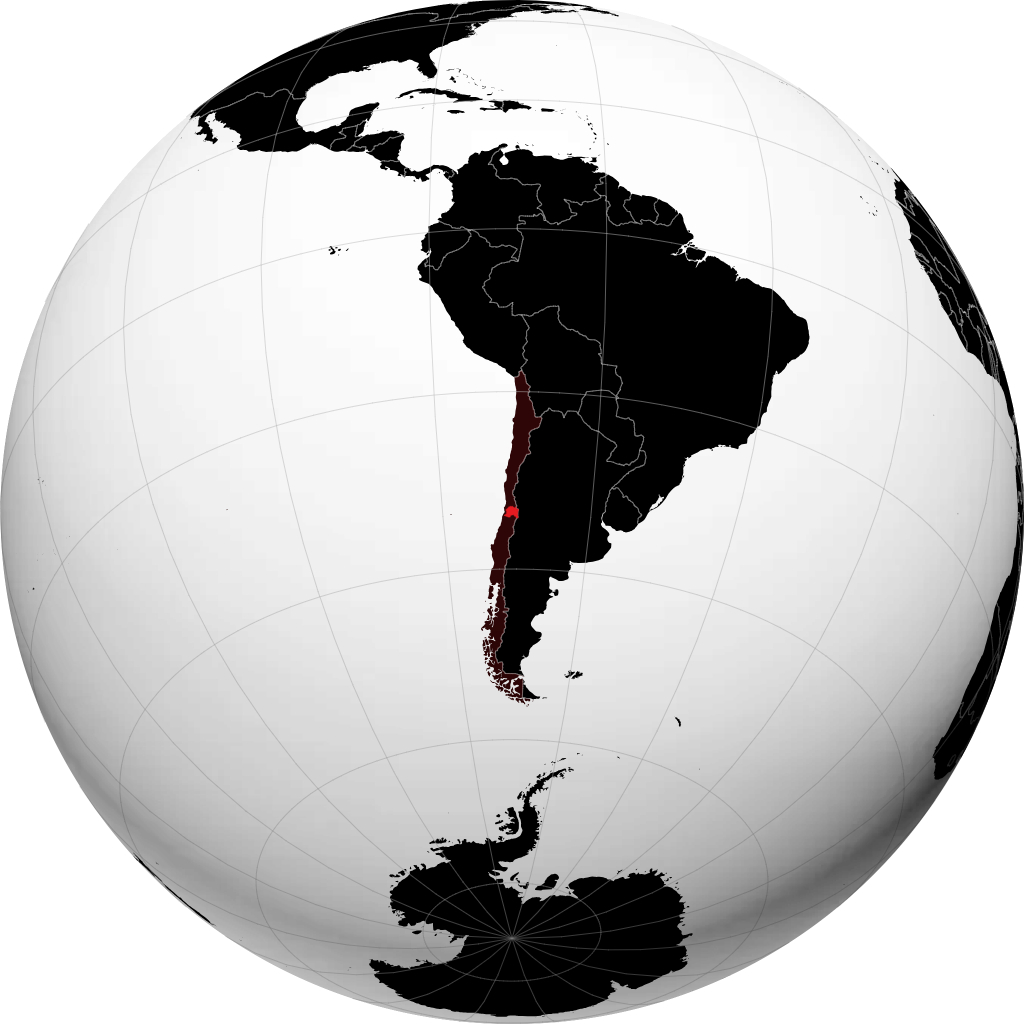 Metropolregion Santiago auf dem Globus