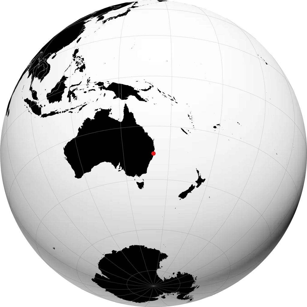 Coffs Harbour auf dem Globus