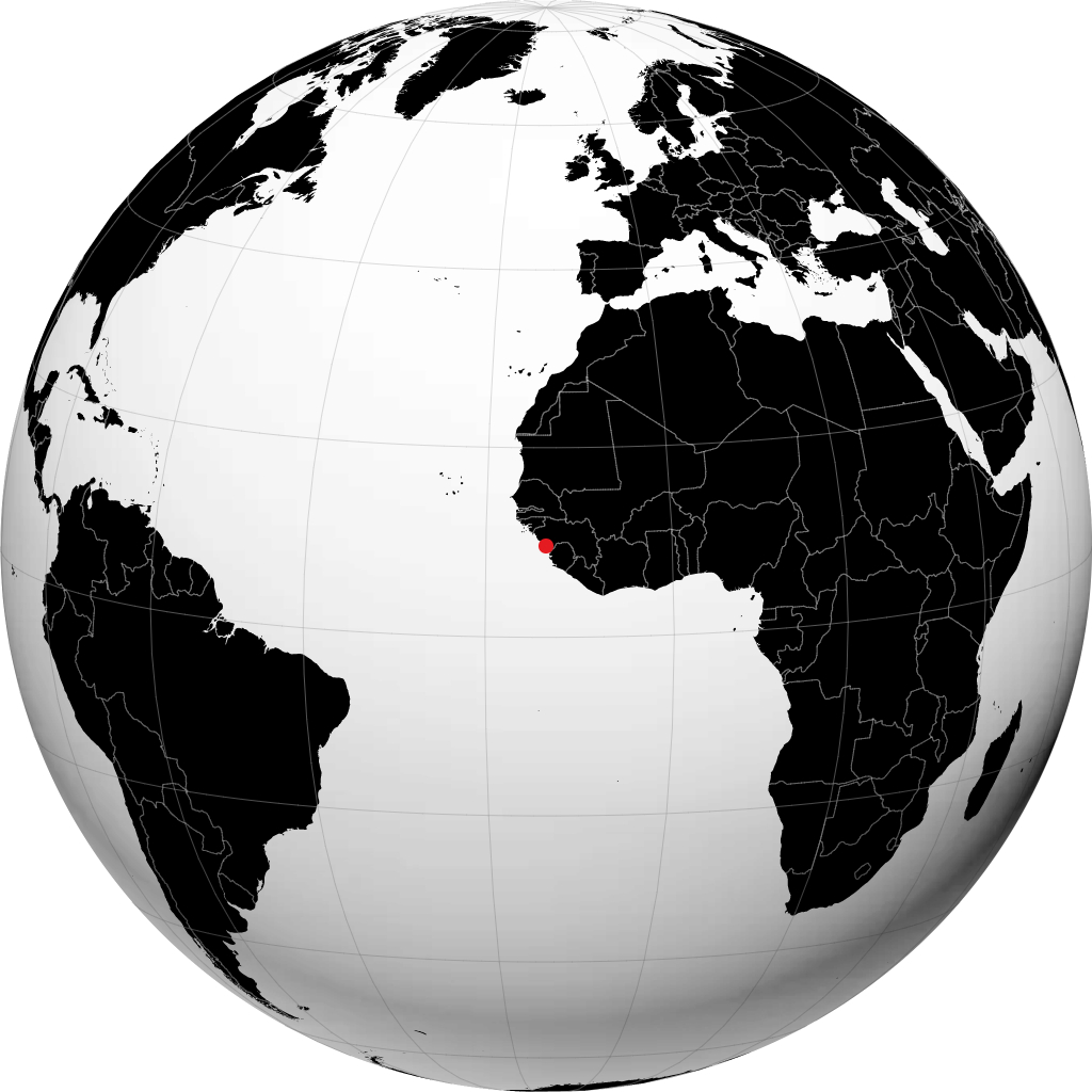 Conakry auf dem Globus
