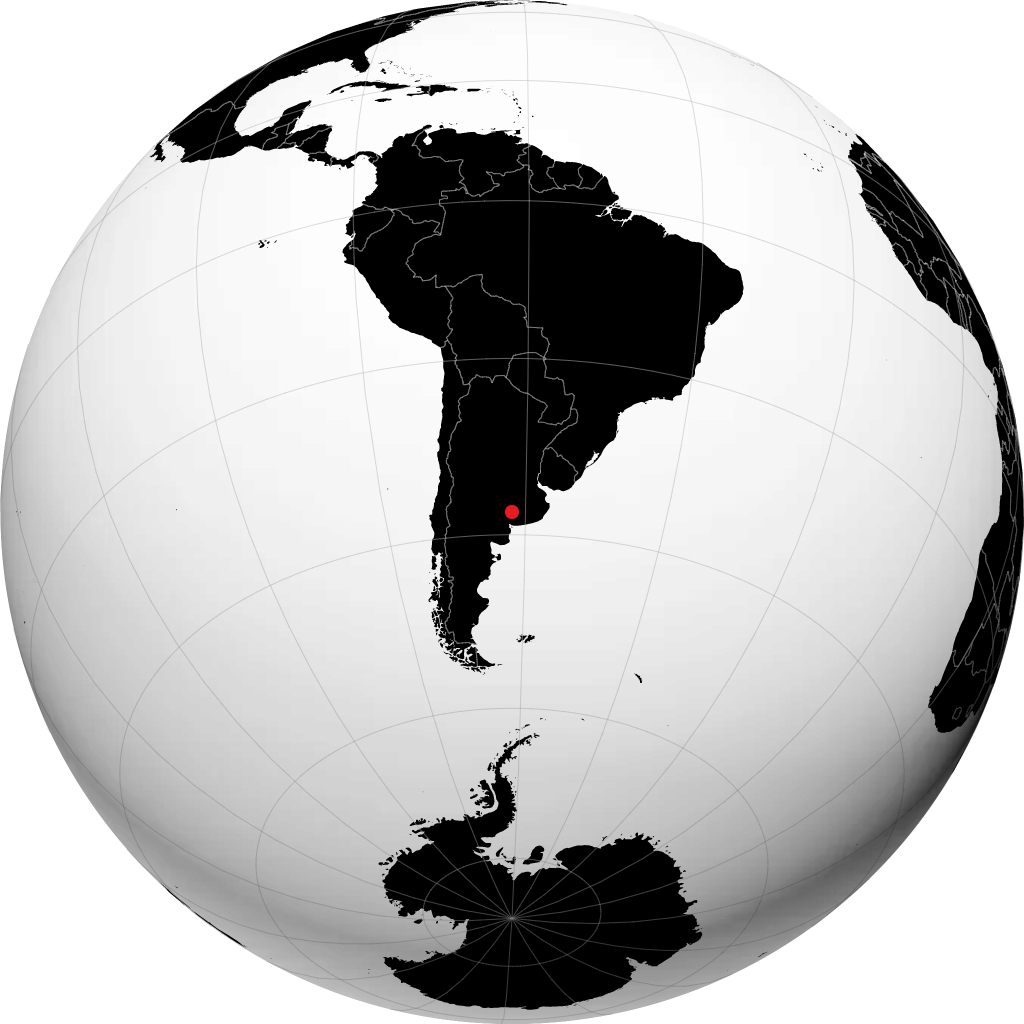 Coronel Suárez auf dem Globus