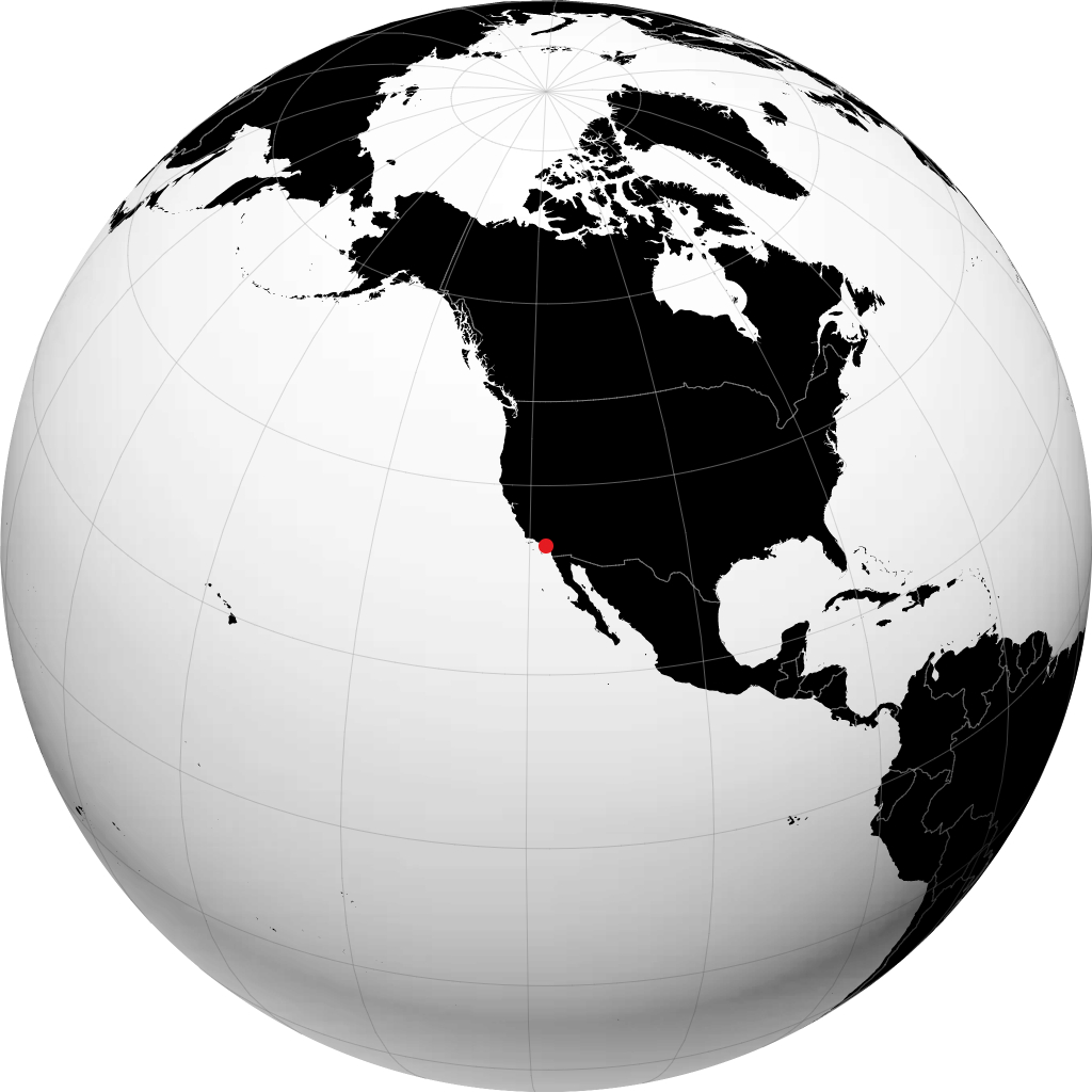 Costa Mesa auf dem Globus