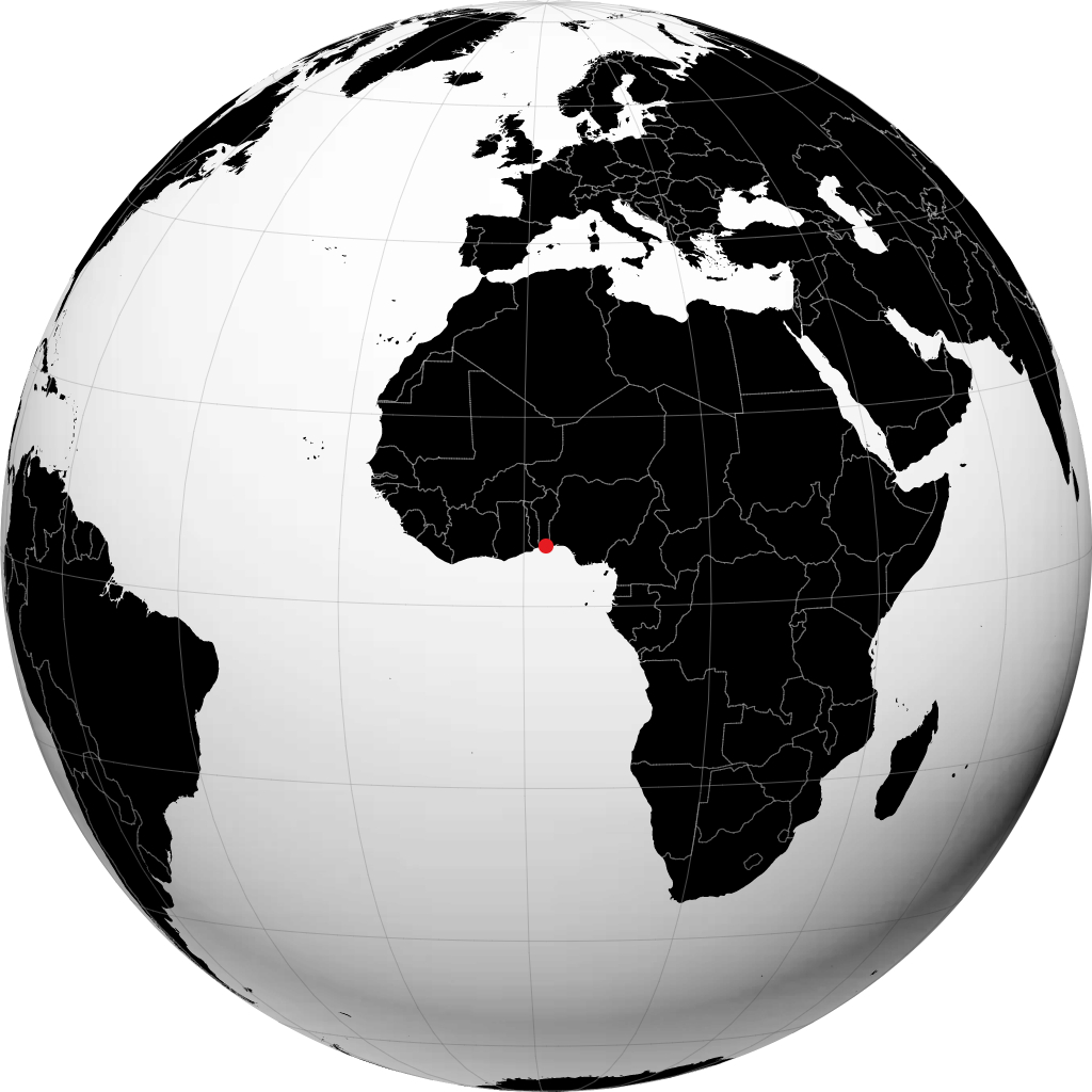 Cotonou auf dem Globus