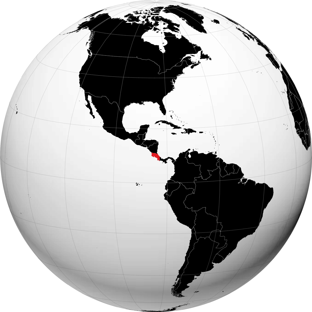 Costa Rica auf dem Globus